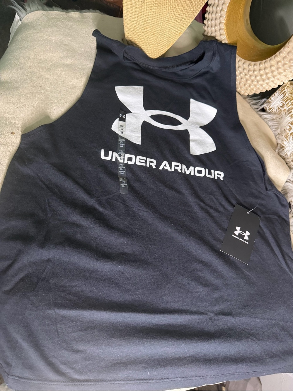 Under Armour Navy Tank with White Logo